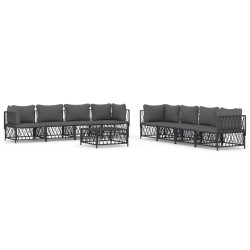 vidaXL Juego muebles de jardín 9 pzas y cojines acero gris antracita