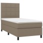 vidaXL Cama box spring con colchón tela gris taupe 80x200 cm vidaXL Cama box spring con colchón tela gris taupe 80x200 cm
