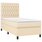 vidaXL Cama box spring con colchón tela color crema 100x200 cm vidaXL Cama box spring con colchón tela color crema 100x200 cm