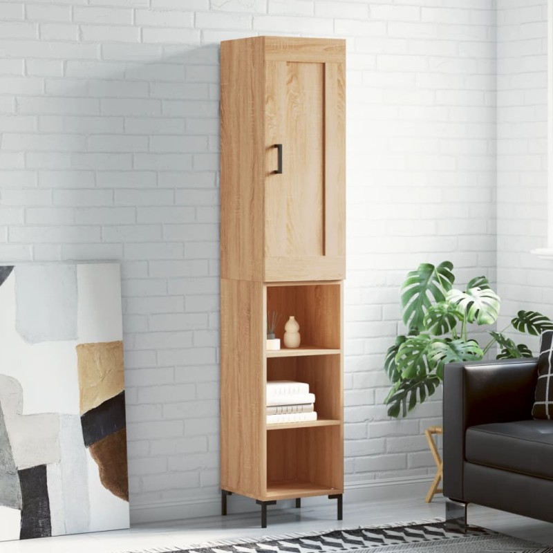 vidaXL Aparador de madera contrachapada roble Sonoma 34,5x34x180 cm vidaXL Aparador de madera contrachapada roble Sonoma 34,5x34x180 cm