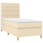 vidaXL Cama box spring con colchón tela color crema 90x200 cm vidaXL Cama box spring con colchón tela color crema 90x200 cm