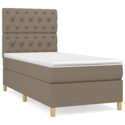 vidaXL Cama box spring con colchón tela gris taupe 80x200 cm