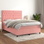 vidaXL Cama box spring con colchón terciopelo rosa 140x190 cm vidaXL Cama box spring con colchón terciopelo rosa 140x190 cm