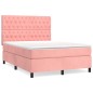 vidaXL Cama box spring con colchón terciopelo rosa 140x190 cm vidaXL Cama box spring con colchón terciopelo rosa 140x190 cm