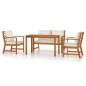 vidaXL Juego comedor de jardín 4 pzas con cojines madera maciza acacia vidaXL Juego comedor de jardín 4 pzas con cojines madera maciza acacia