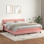 vidaXL Cama box spring con colchón terciopelo rosa 160x200 cm vidaXL Cama box spring con colchón terciopelo rosa 160x200 cm