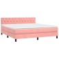 vidaXL Cama box spring con colchón terciopelo rosa 160x200 cm vidaXL Cama box spring con colchón terciopelo rosa 160x200 cm