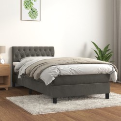 vidaXL Cama box spring con colchón terciopelo gris oscuro 90x190 cm