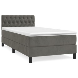 vidaXL Cama box spring con colchón terciopelo gris oscuro 90x190 cm