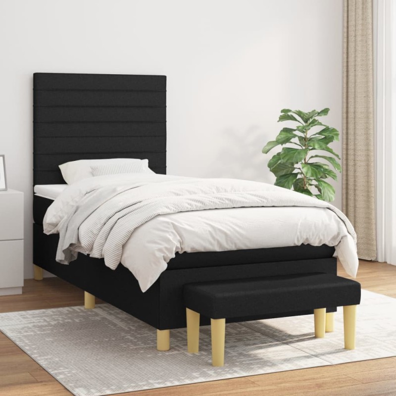 vidaXL Cama box spring con colchón tela negro 80x200 cm vidaXL Cama box spring con colchón tela negro 80x200 cm