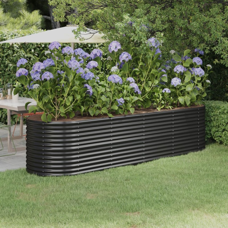 vidaXL Jardinera arriate acero recubierto polvo antracita 296x80x68 cm