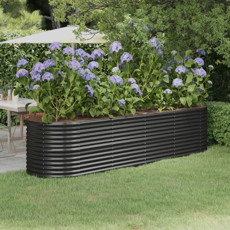 vidaXL Jardinera arriate acero recubierto polvo antracita 296x80x68 cm