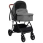 vidaXL Cochecito de bebés 2 en 1 de acero gris claro y negro vidaXL Cochecito de bebés 2 en 1 de acero gris claro y negro