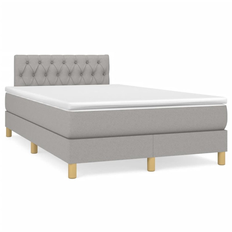 vidaXL Cama box spring con colchón y LED tela gris claro 120x190 cm vidaXL Cama box spring con colchón y LED tela gris claro 120x190 cm