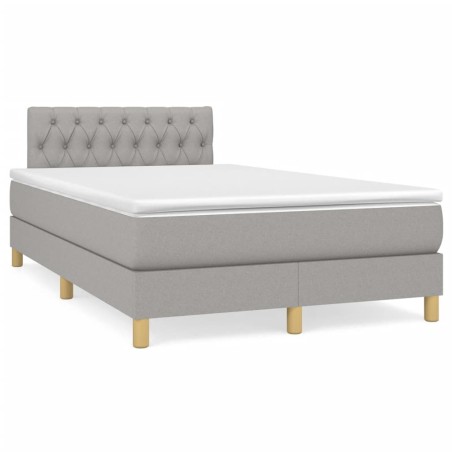 vidaXL Cama box spring con colchón y LED tela gris claro 120x190 cm