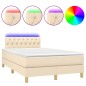 vidaXL Cama box spring con colchón y luces LED tela crema 120x190 cm vidaXL Cama box spring con colchón y luces LED tela crema 120x190 cm