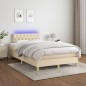 vidaXL Cama box spring con colchón y luces LED tela crema 120x190 cm vidaXL Cama box spring con colchón y luces LED tela crema 120x190 cm