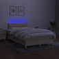 vidaXL Cama box spring con colchón y luces LED tela crema 120x190 cm vidaXL Cama box spring con colchón y luces LED tela crema 120x190 cm