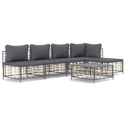 vidaXL Juego de muebles de jardín 6 pzas cojines antracita ratán PE