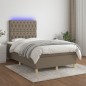 vidaXL Cama box spring con colchón y LED tela gris taupe 120x190 cm vidaXL Cama box spring con colchón y LED tela gris taupe 120x190 cm