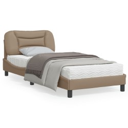 vidaXL Estructura de cama con LED cuero sintético capuchino 90x190 cm