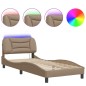 vidaXL Estructura de cama con LED cuero sintético capuchino 90x190 cm