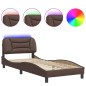 vidaXL Estructura cama con luces LED cuero sintético marrón 90x200 cm vidaXL Estructura cama con luces LED cuero sintético marrón 90x200 cm