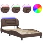 vidaXL Estructura cama con luces LED cuero sintético marrón 100x200 cm