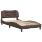 vidaXL Estructura cama con luces LED cuero sintético marrón 100x200 cm
