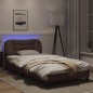 vidaXL Estructura cama con luces LED cuero sintético marrón 100x200 cm