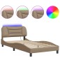vidaXL Estructura de cama con LED cuero sintético capuchino 100x200 cm vidaXL Estructura de cama con LED cuero sintético capuchino 100x200 cm