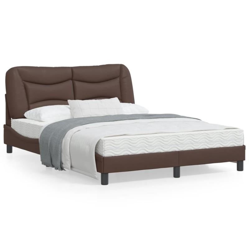 vidaXL Estructura cama con luces LED cuero sintético marrón 120x200 cm vidaXL Estructura cama con luces LED cuero sintético marrón 120x200 cm