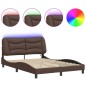 vidaXL Estructura cama con luces LED cuero sintético marrón 120x200 cm vidaXL Estructura cama con luces LED cuero sintético marrón 120x200 cm