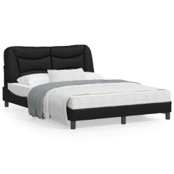 vidaXL Estructura de cama con luces LED cuero PE negro 140x200 cm