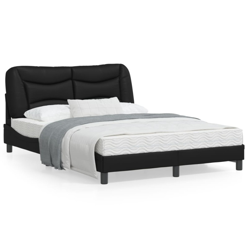 vidaXL Estructura de cama con luces LED cuero PE negro 140x200 cm