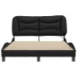 vidaXL Estructura de cama con luces LED cuero PE negro 140x200 cm