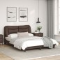 vidaXL Estructura cama con luces LED cuero sintético marrón 140x200 cm