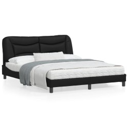 vidaXL Estructura de cama con luces LED cuero PE negro 160x200 cm