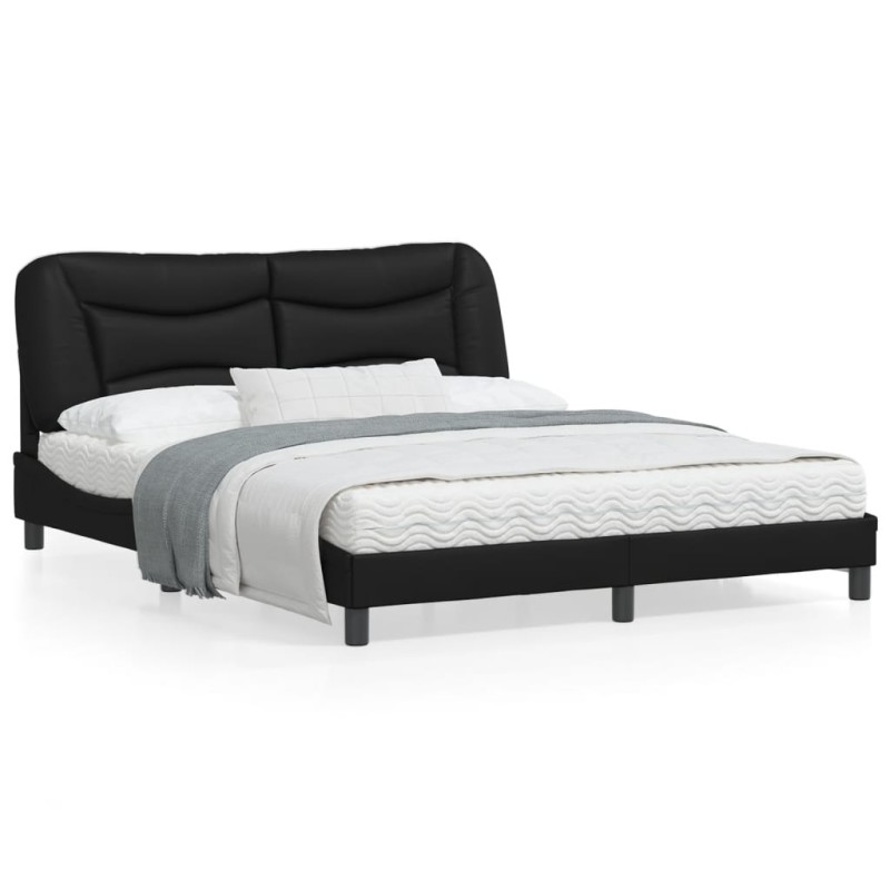 vidaXL Estructura de cama con luces LED cuero PE negro 160x200 cm vidaXL Estructura de cama con luces LED cuero PE negro 160x200 cm