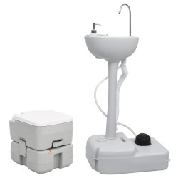 vidaXL Juego de inodoro con lavabo portátil para camping