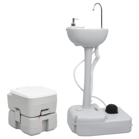 vidaXL Juego de inodoro con lavabo portátil para camping