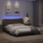 vidaXL Estructura de cama con luces LED cuero PE marrón 160x200 cm