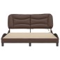 vidaXL Estructura de cama con luces LED cuero PE marrón 160x200 cm