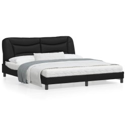 vidaXL Estructura de cama con luz LED cuero sintético negro 180x200 cm