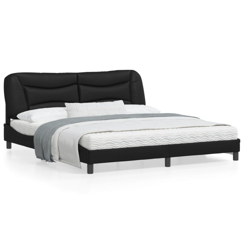 vidaXL Estructura de cama con luz LED cuero sintético negro 180x200 cm vidaXL Estructura de cama con luz LED cuero sintético negro 180x200 cm