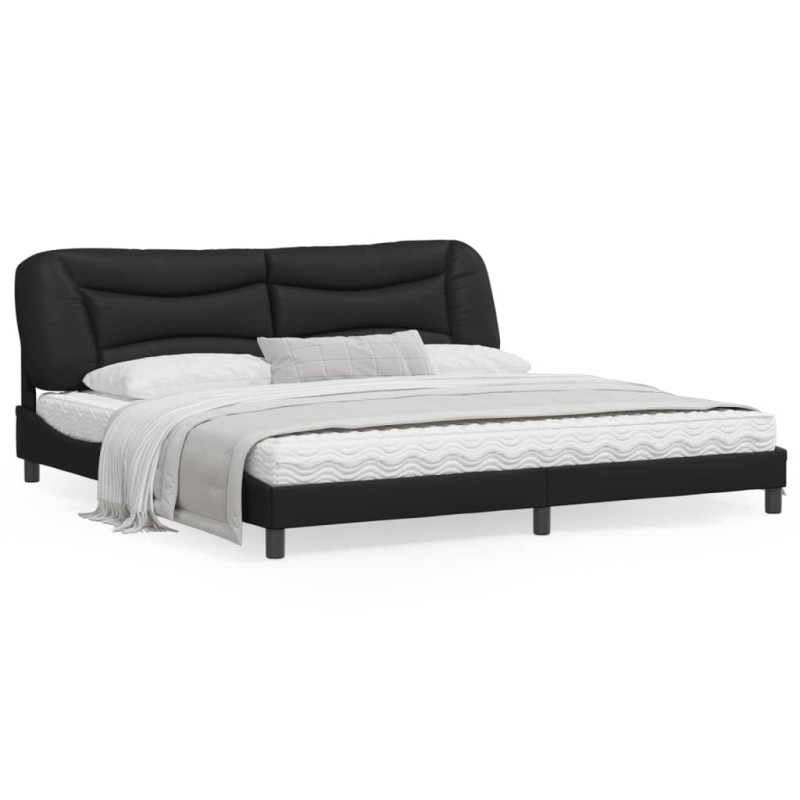 vidaXL Estructura cama con luces LED cuero sintético negro 200x200 cm vidaXL Estructura cama con luces LED cuero sintético negro 200x200 cm