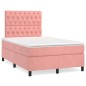 vidaXL Cama box spring con colchón y LED terciopelo rosa 120x190 cm vidaXL Cama box spring con colchón y LED terciopelo rosa 120x190 cm