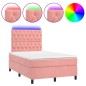 vidaXL Cama box spring con colchón y LED terciopelo rosa 120x190 cm vidaXL Cama box spring con colchón y LED terciopelo rosa 120x190 cm