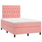 vidaXL Cama box spring con colchón y LED terciopelo rosa 120x190 cm vidaXL Cama box spring con colchón y LED terciopelo rosa 120x190 cm