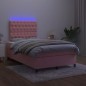vidaXL Cama box spring con colchón y LED terciopelo rosa 120x190 cm vidaXL Cama box spring con colchón y LED terciopelo rosa 120x190 cm